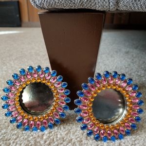 Bath & Body Works 2 Scentportable Visor Clip Metal Round Gems